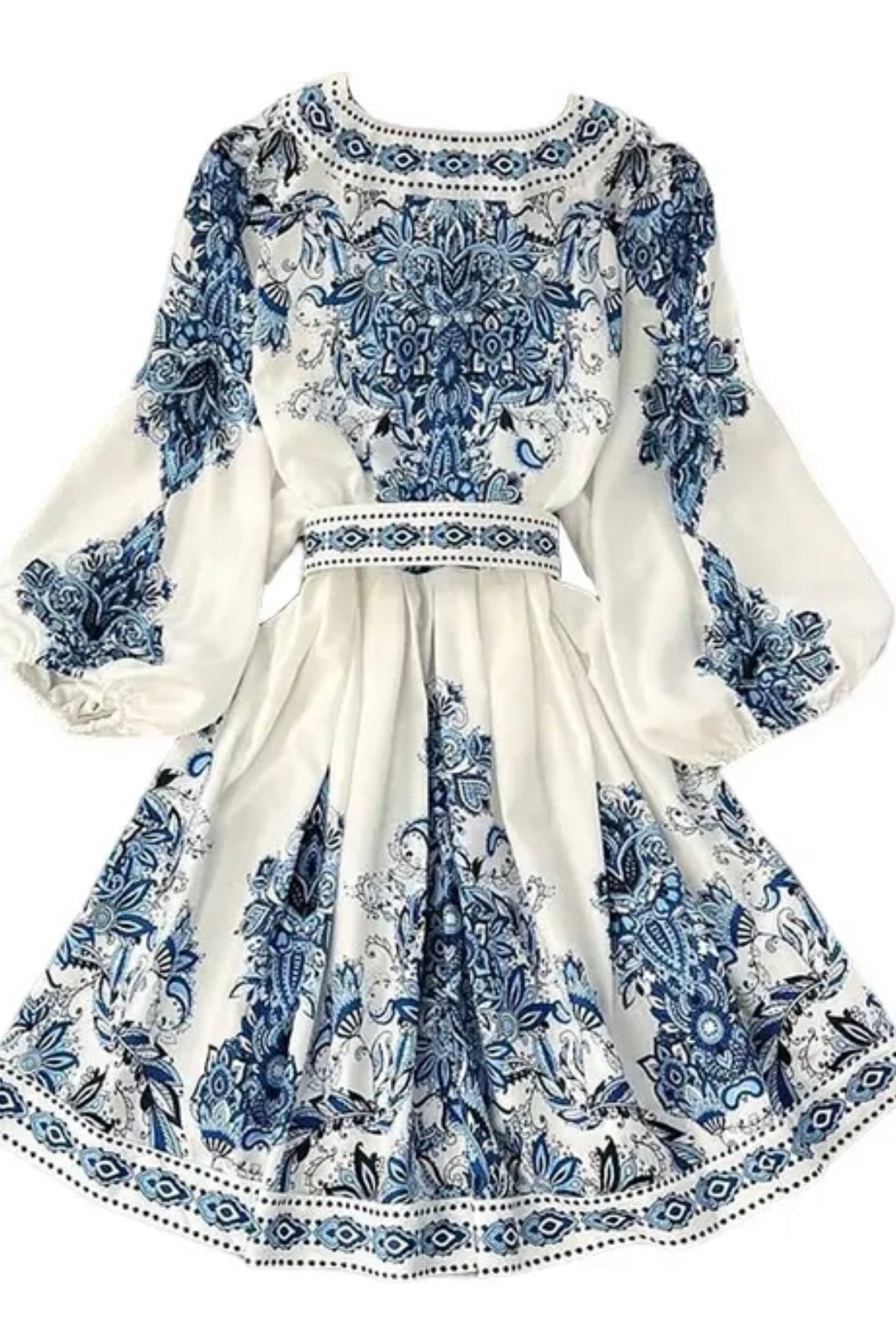Blue White Pattern Dress