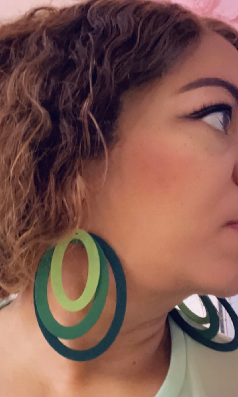 Going in Circles Earrings -Green