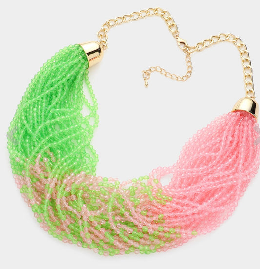 Shanti Necklace - Pink and Green