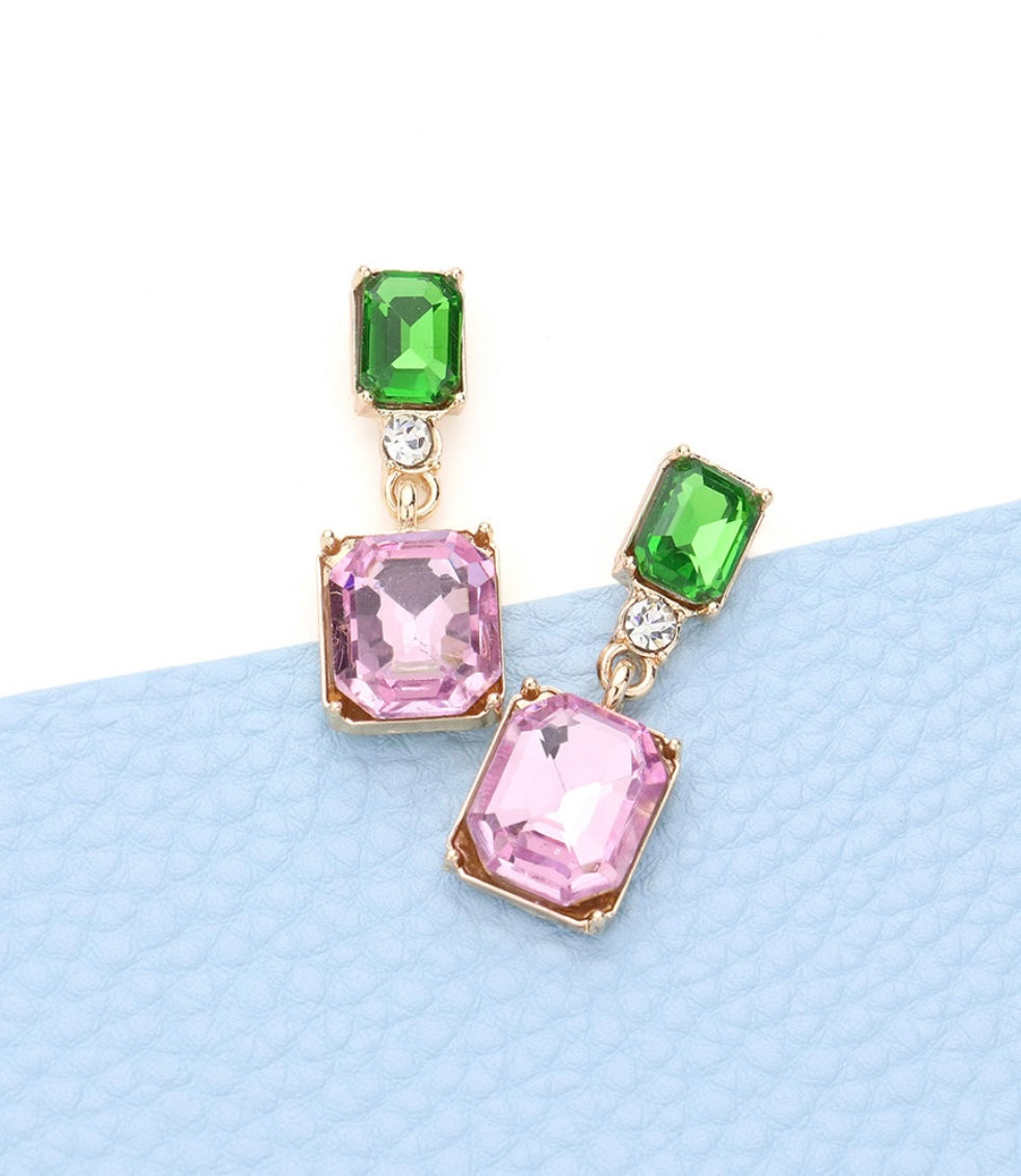 Emerald Earring - Pink and Green