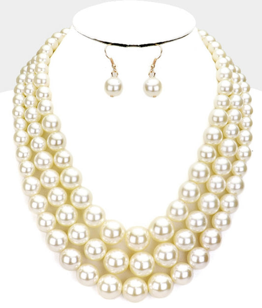 Triple Crown Pearl Necklace