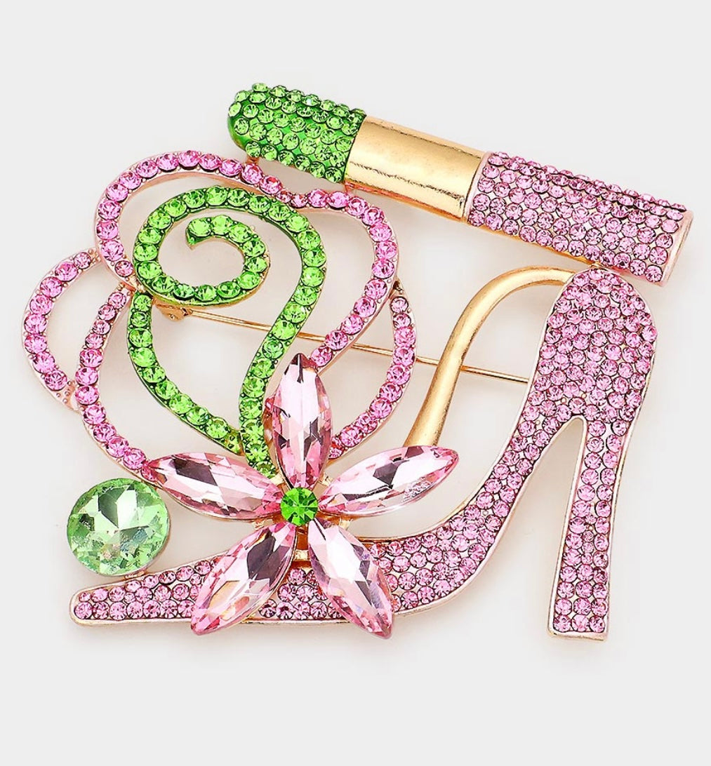 Glamour Brooch - Pink & Green