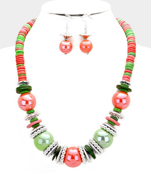 Channi Necklace - Pink and Green