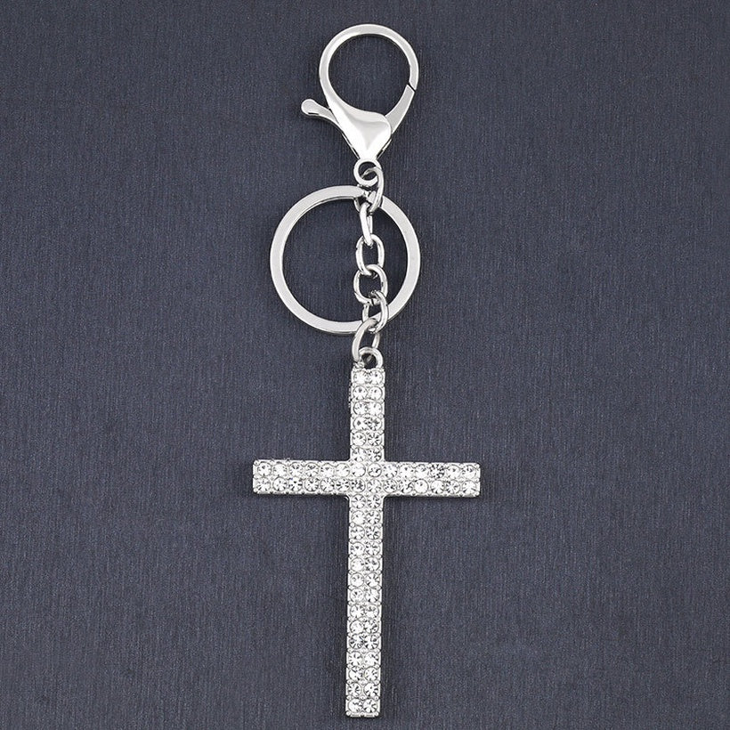 Rhinestone Cross Metal Key Chain