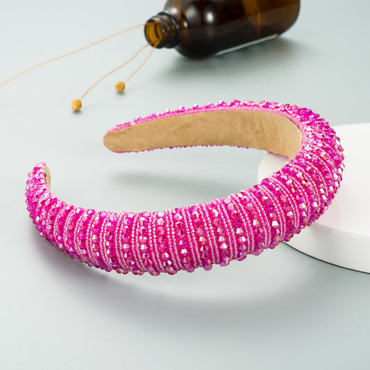 Rhinestone Faceted Headband- Pink