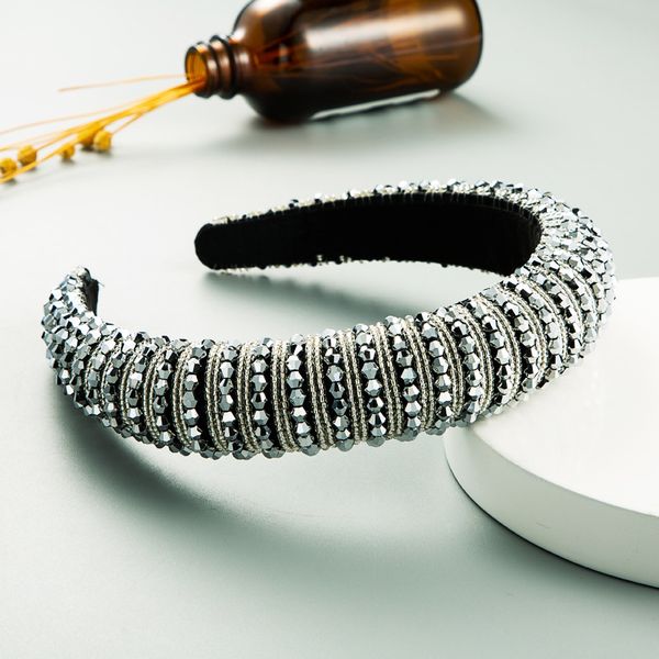 Rhinestone Faceted Headband- Silver