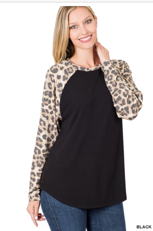 Raegan Leopard Print Top - Black