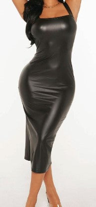 Michelle Faux Leather Strap Dress