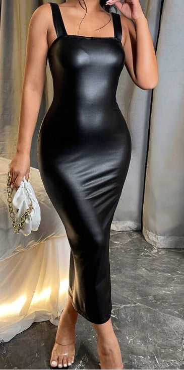Michelle Faux Leather Strap Dress