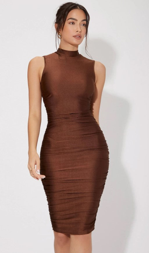 Melody Ruched Coffee Dress