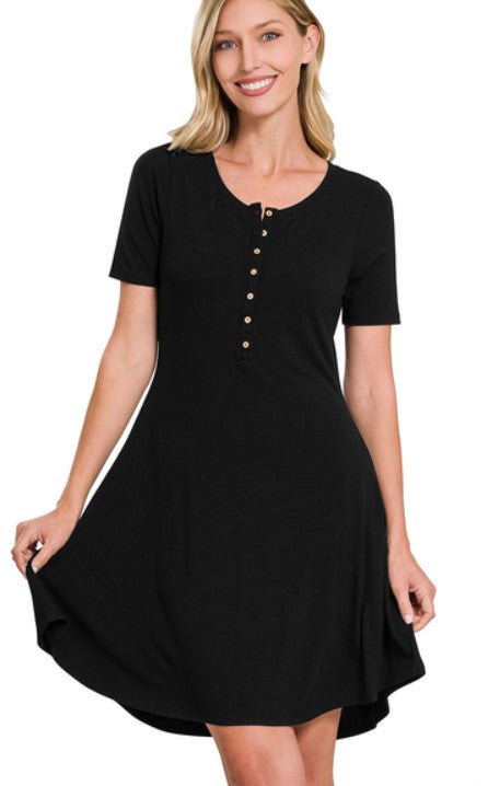 Zuri Button Dress - Black