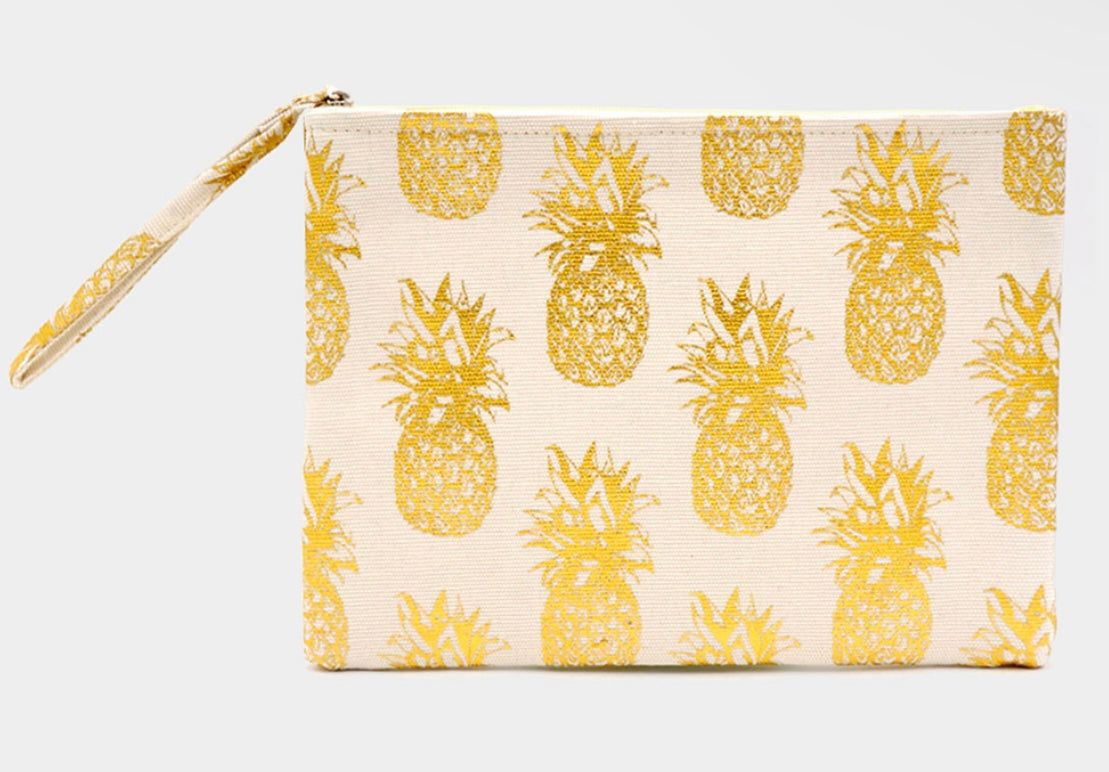 Metallic Pineapple Patterned Clutch Bag