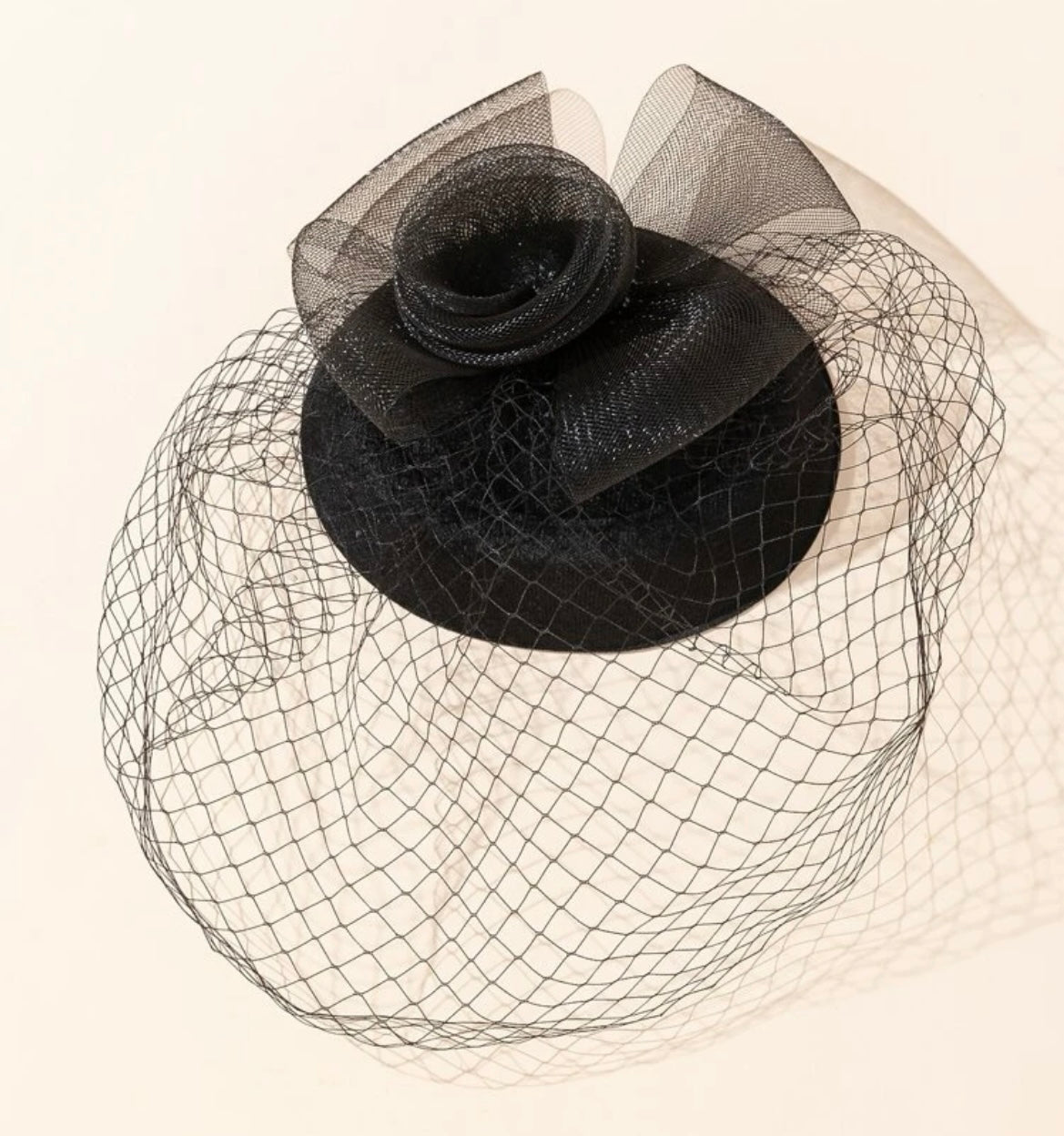 Mesh Floral Fascinator Hat - Black