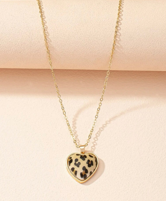 Leopard L-O-V-E Necklace Earring Combo