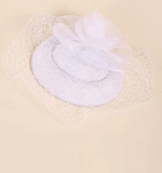 Mesh Hat Fascinator - White